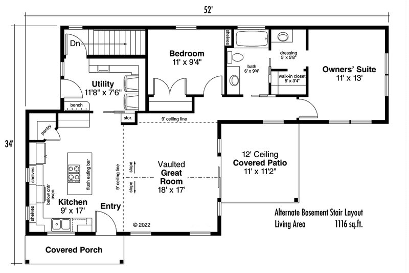 Dream House Plan - Floor Plan - Other Floor for Ranch House Plan #124-1114 - 2 bed, 1 bath