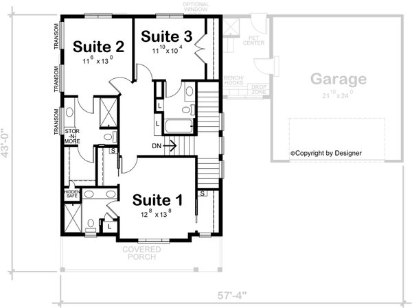 House Blueprint - Traditional Floor Plan - Upper Floor Plan #20-2507