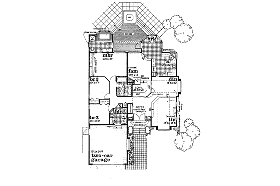 Floor Plan - Main Floor for European House Plan #47-434 - 3 bed, 2 bath