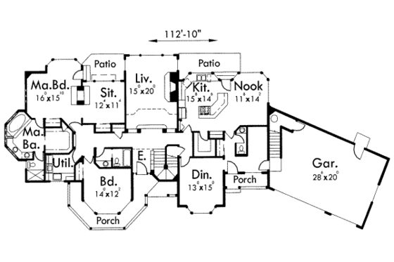 Floor Plan - Main Floor for European House Plan #303-348 - 6 bed, 4.5 bath