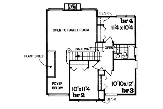 Floor Plan - Upper Floor for European House Plan #47-272 - 4 bed, 2.5 bath