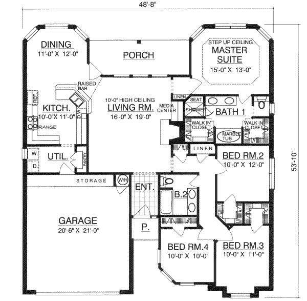 Architectural House Design - European Floor Plan - Main Floor Plan #40-187