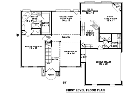 Floor Plan - Main Floor for European House Plan #81-902 - 4 bed, 3.5 bath