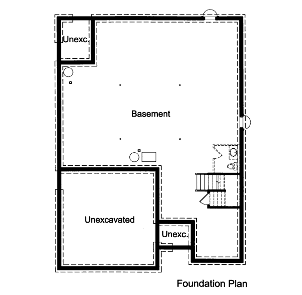 Bungalow Floor Plan - Lower Floor Plan #46-436