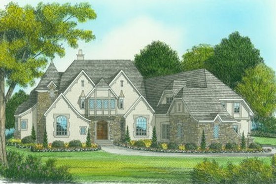 Exterior - Front Elevation for European House Plan #413-802 - 4 bed, 5 bath