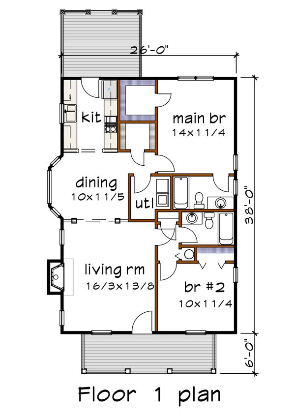 House Plan Design - Cottage Floor Plan - Main Floor Plan #79-134