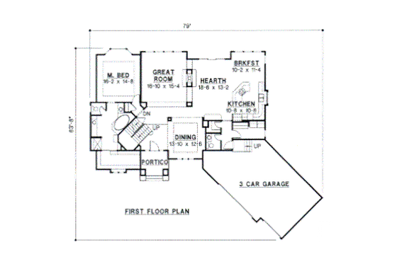 Floor Plan - Main Floor for Modern House Plan #67-273 - 4 bed, 4 bath