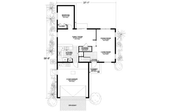 Floor Plan - Main Floor for Mediterranean House Plan #420-223 - 4 bed, 2.5 bath