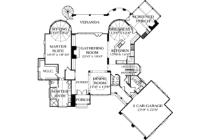 Floor Plan - Main Floor for European House Plan #453-90 - 4 bed, 4.5 bath