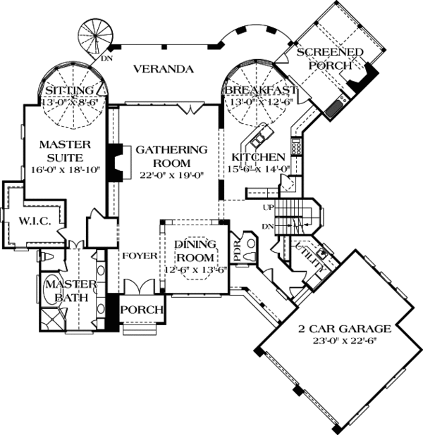 House Blueprint - European Floor Plan - Main Floor Plan #453-90