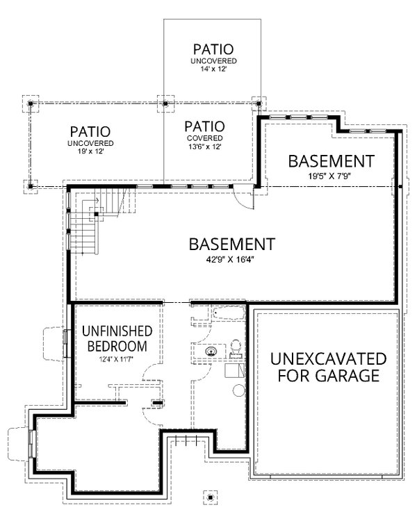 Architectural House Design - Contemporary Floor Plan - Lower Floor Plan #112-195