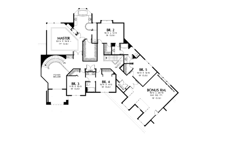 Home Plan - Floor Plan - Upper Floor for Mediterranean House Plan #48-351 - 6 bed, 4 bath