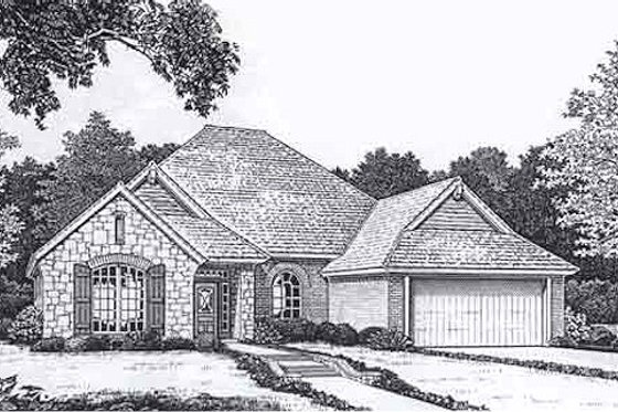 Exterior - Front Elevation for European House Plan #310-906 - 3 bed, 2.5 bath