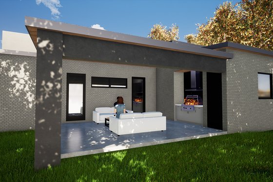 Exterior - Rear Elevation 1 for Contemporary House Plan #923-53 - 3 bed, 2.5 bath