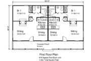 Country Style House Plan - 1 Beds 1 Baths 1352 Sq/Ft Plan #22-129 
