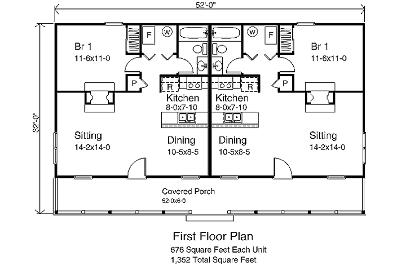 Dream House Plan - Floor Plan - Main Floor for Country House Plan #22-129 - 1 bed, 1 bath