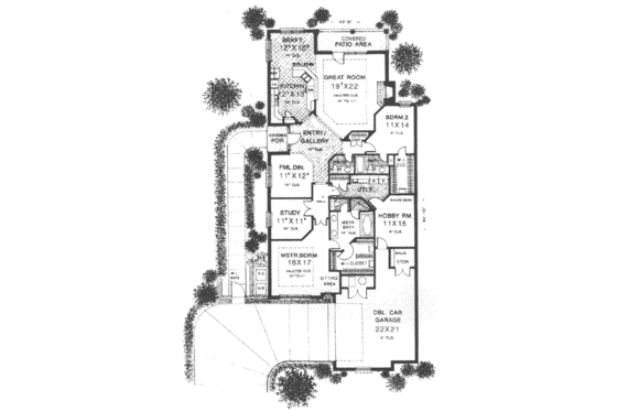 Floor Plan - Main Floor for Tudor House Plan #310-490 - 2 bed, 2.5 bath