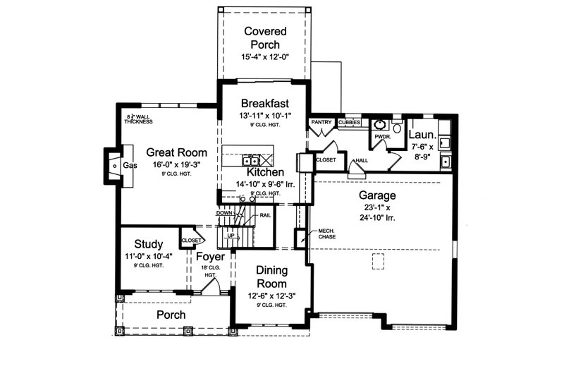 Architectural House Design - Floor Plan - Main Floor for Traditional House Plan #46-883 - 4 bed, 2.5 bath