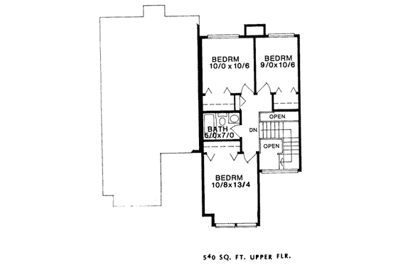 Floor Plan - Upper Floor for Traditional House Plan #303-253 - 3 bed, 1.5 bath