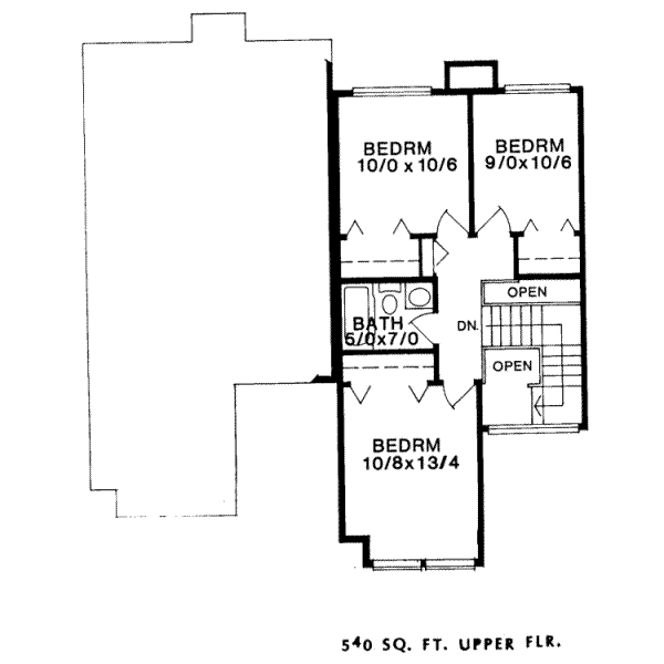 Traditional Floor Plan - Upper Floor Plan #303-253