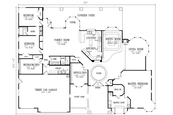 Floor Plan - Main Floor for Adobe / Southwestern House Plan #1-753 - 5 bed, 3 bath