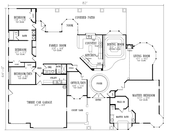 Adobe / Southwestern Floor Plan - Main Floor Plan #1-753