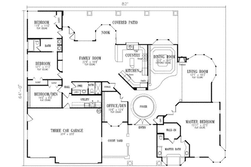 Dream House Plan - Floor Plan - Main Floor for Adobe / Southwestern House Plan #1-753 - 5 bed, 3 bath