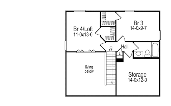 Cottage Floor Plan - Upper Floor Plan #57-156