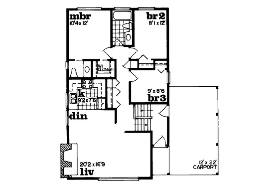 Floor Plan - Main Floor for Traditional House Plan #47-123 - 3 bed, 1 bath