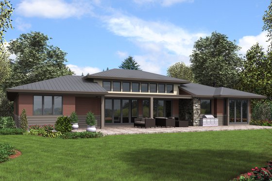 Exterior - Rear Elevation for Contemporary House Plan #48-958 - 3 bed, 2.5 bath