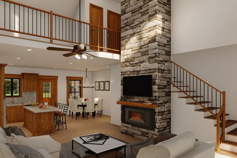 House Blueprint - Interior - Family Room 1 for Craftsman House Plan #17-3370 - 3 bed, 2 bath