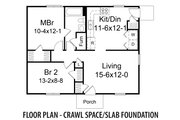 Ranch Style House Plan - 2 Beds 1 Baths 800 Sq/Ft Plan #57-242 Floor 