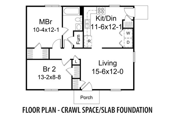 Floor Plan - Other Floor for Ranch House Plan #57-242 - 2 bed, 1 bath