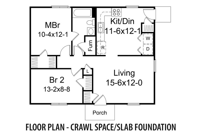 Home Plan - Floor Plan - Other Floor for Ranch House Plan #57-242 - 2 bed, 1 bath