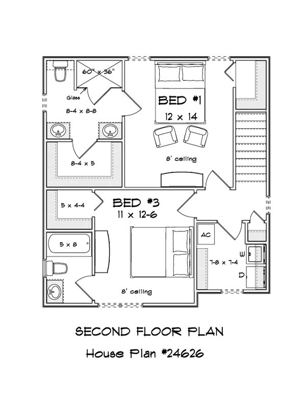 House Blueprint - Cottage Floor Plan - Upper Floor Plan #513-2419