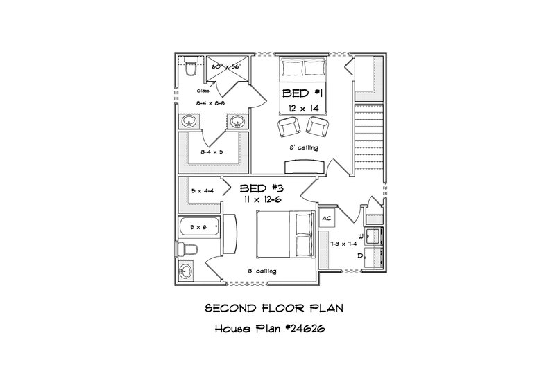 Architectural House Design - Floor Plan - Upper Floor for Cottage House Plan #513-2419 - 3 bed, 3 bath