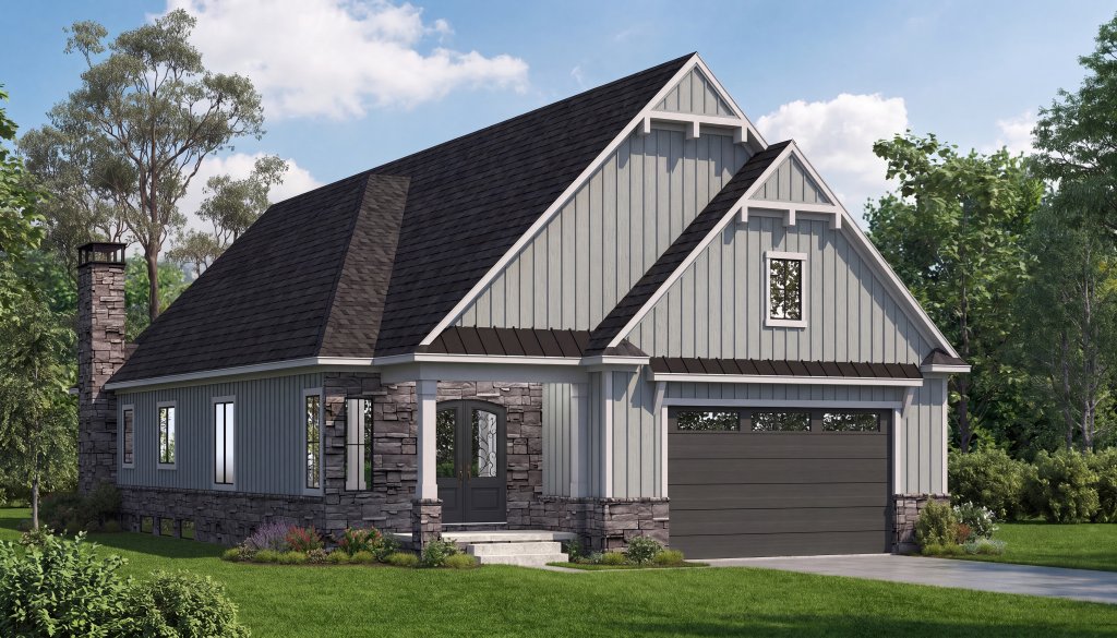 Exterior - Front Elevation 2 for Craftsman House Plan #1057-51 - 2 bed, 2.5 bath