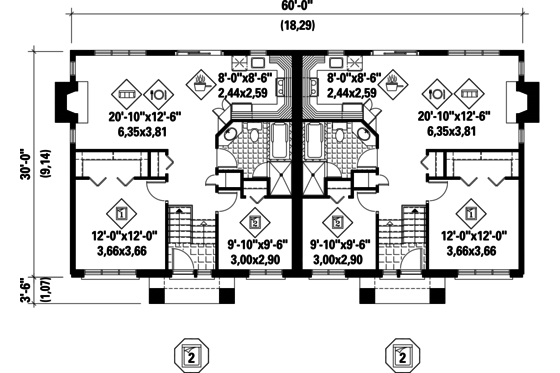 Floor Plan - Main Floor for Contemporary House Plan #25-4395 - 4 bed, 2 bath