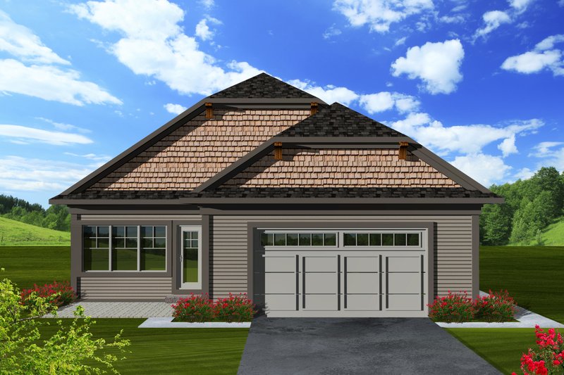 House Blueprint - Exterior - Rear Elevation for Craftsman House Plan #70-1114 - 2 bed, 2 bath