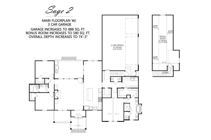 Home Plan - Floor Plan - Other Floor 1 for Farmhouse House Plan #1074-78 - 3 bed, 2.5 bath