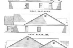 Exterior - Rear Elevation for Traditional House Plan #17-197 - 3 bed, 2 bath
