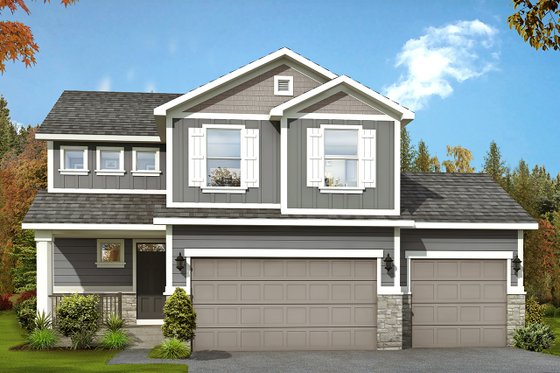 Exterior - Front Elevation 3 for Traditional House Plan #1073-7 - 3 bed, 2.5 bath