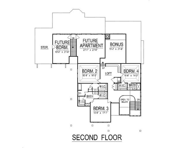 Craftsman Floor Plan - Upper Floor Plan #458-5
