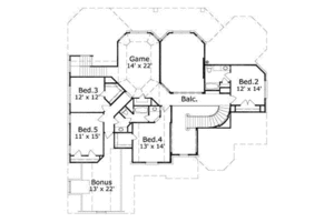 Floor Plan - Upper Floor for Traditional House Plan #411-197 - 5 bed, 3 bath