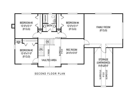 Floor Plan - Upper Floor for Country House Plan #11-230 - 4 bed, 2.5 bath