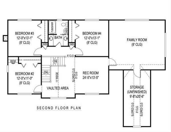 Country Floor Plan - Upper Floor Plan #11-230
