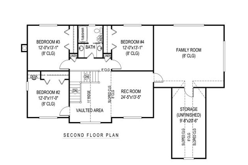 Dream House Plan - Floor Plan - Upper Floor for Country House Plan #11-230 - 4 bed, 2.5 bath