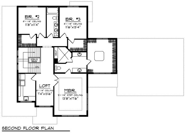 Modern Floor Plan - Upper Floor Plan #70-1431