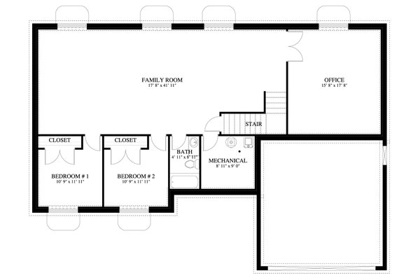 Traditional Floor Plan - Lower Floor Plan #1060-194