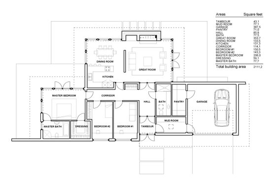 Floor Plan - Main Floor for Modern House Plan #552-4 - 3 bed, 2 bath